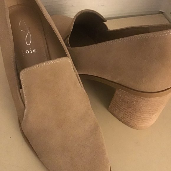 Joie women beige suede loafer heel Wevently shoes US 9 Euro 40 - Picture 9 of 9